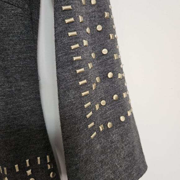 CHRIS McLAUGHLIN Charcoal Sheath Career Dress w/Brass Studs Lined Size 8 EUC - Picture 3 of 12